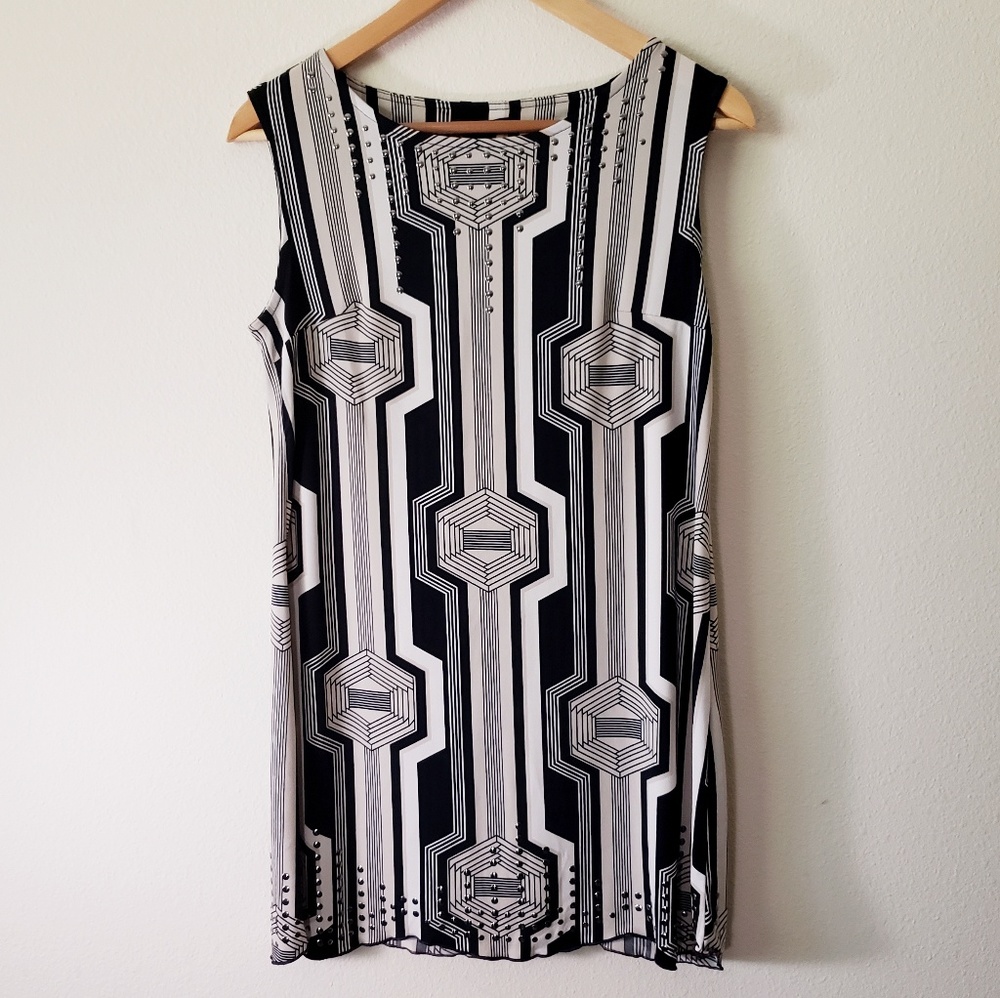 Alfani geometric sleeveless top tunic xs